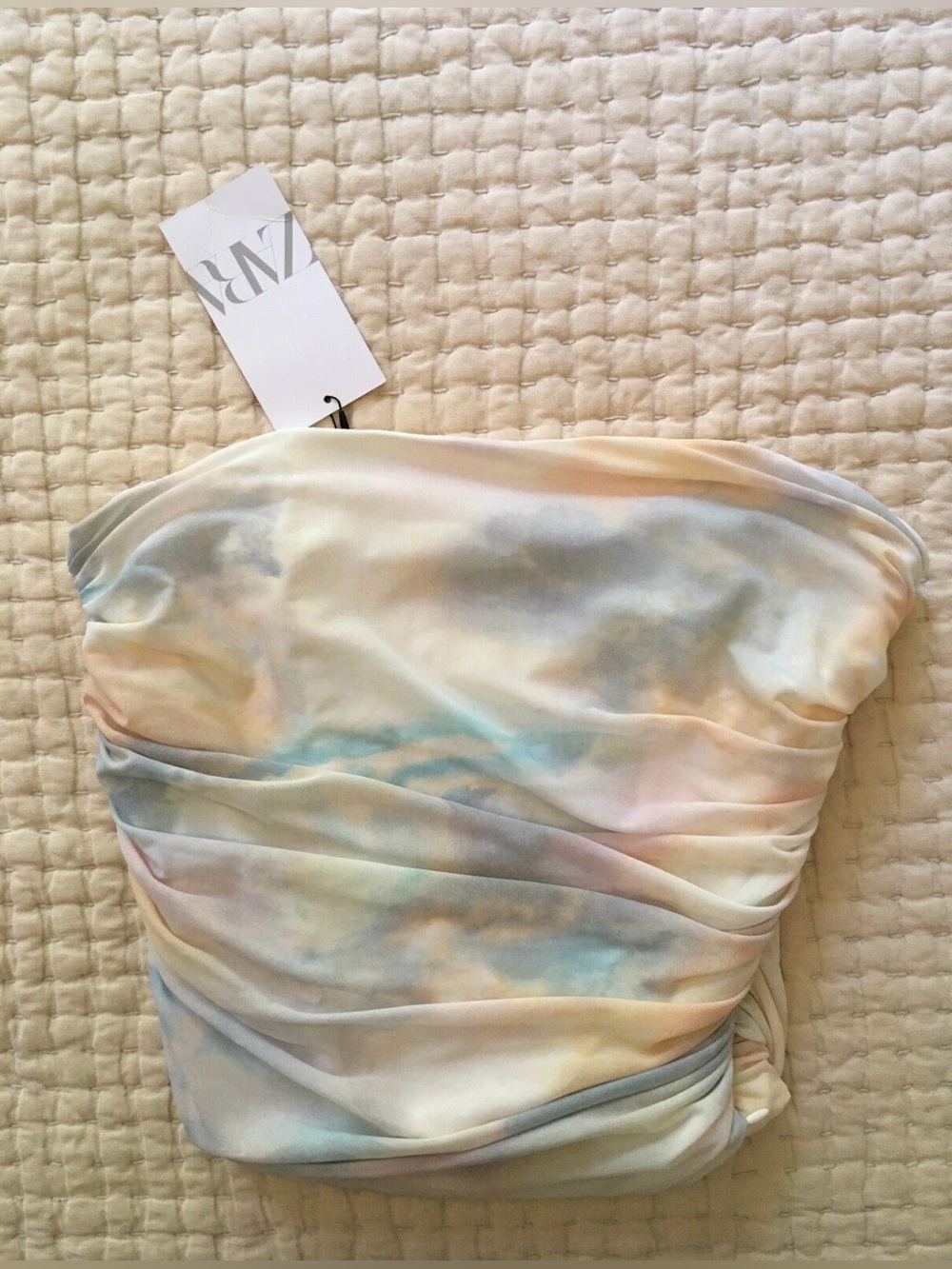 NWT ZARA STRAPLESS TULLE TOP TIE-DYE PRINT MULTICOLOR SIZE Small - Picture 6 of 9